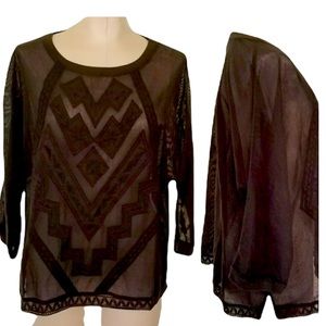 Anthropologie Meadow Rue Black Gauze Top